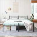 14 Inch California King Size Bed Frame No Box Spring Needed,Metal Platform with Headboard and Footboard,Heavy Duty Slats Support Easy Assemble Noise Free(Black and Rhombus)