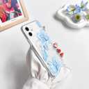 NITITOP Compatible with iPhone 12 Case with Card Holder Clear Cute Floral Lily Flowers Butterfly for Women Girls Soft TPU Shockproof Wallet Case Protective Phone Cover - Blue