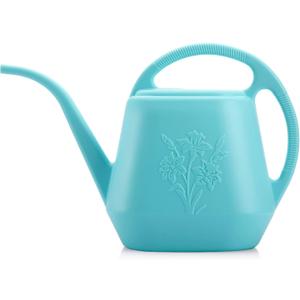Fasmov 1-Gallon Plastic Watering Can with Comfortable Handle, Garden Watering Cans Long Spout for Indoor Outdoor Watering Plants, Bright Blue