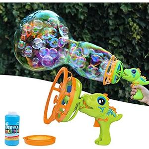 Bubble Gun Bubble Machine Dinosaur Bubble Blower Toy for Kids and Toddlers Bubble in Bubble Gun Party Favors Birthday Christmas Easter Gift for 3 4 5 6 7 8 9 Years Old Boys and Girls (Green)