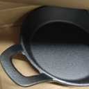 Ziliny Mini Cast Iron Skillets 6.3 x 6.3 x 1.5 Inch Cast Iron Pan Small Ramekin Set Black Casserole Dish Cookware Oven Safe Mini Skillets for Kitchen Indoor Outdoor Picnic (1 Pack)