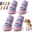 Dog Shoes for Small Dogs, Breathable Dog Boots Paw Protector for Hot Pavement Winter Snow, Dog Booties with Reflective Strips Rugged Anti-Slip Sole for Hardwood Floors Outdoor Walking Purple Size 2 (#2 (Width 1.29 inch) for 6.6-11.0 lbs)