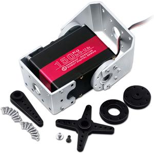 150KG Robot Servo Motor 12V High Voltage High Torque Steel Gear Large Digital Steering Servos with Mount Brackets