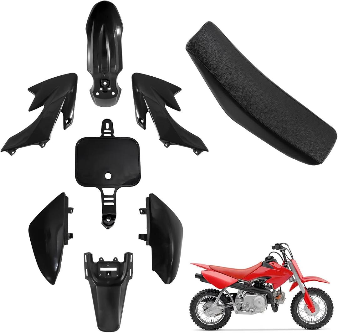 ABS Plastics Kit with High Elasticity Tall Seat, Pit Dirt Bike Plastic Fender, Thicker Plastics Compatible with Honda XR50R CRF50F XR50 CRF50 SDG SSR 50cc-110cc Pit Dirt Bike