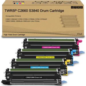 TWR5P C2660 S3840 Drum Cartridge / Imaging Kit Replacement for Dell 331-8434C2660 C2660dn C2665 C2665dnf C3760 C3760n C3760dn C3765 C3765dnf S3840 S3840c S3840cdn S3845cdn Color Printer