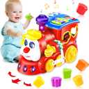 Baby Toys for 1 Year Old Boy Girl Gift Musical Train Baby Toys 6-12 12-18 Months,Early Educational Learning Montessori Kids Toys with Blocks/Light Toddler Christmas Birthday Gifts for 1 2 3 Year Old