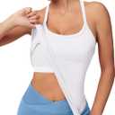 MathCat Workout Tank Tops for Women with Built in Bra, Sleeveless Gym Tops Seamless Racerback Athletic Yoga Shirts (Large, White)