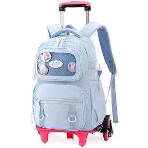 Mfikaryi Rolling Backpacks for Girls Plain School Backpack Cute Girls Backpack with Wheels
