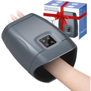 JQX Hand Massager with Heat and Compression, Cordless Electric Hand Massager, 3 Levels Pressure for Finger, Gifts for Women, Men(Grey)