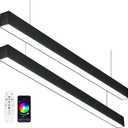 8FT LED Linear Light Fixture,Modern Commercial Linear lights,2-Pack | App & Remote Dimmable,3000K/4000K/6500K Selectable, 50W 5000LM, Suspension & Ceiling Mount Lighting, for Office Shop Gym