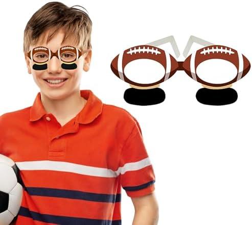 4E's Novelty 108 Pack Football Party Paper Glasses With Eye Black Bulk Football Party Favors for Kids Adults – Football Party Supplies, Football Glasses for Photo Booth