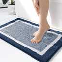 OLANLY Bathroom Rugs 24x16, Extra Soft and Absorbent Microfiber Bath Mat, Non-Slip, Machine Washable, Quick Dry Shaggy Bath Carpet, Suitable for Bathroom Floor, Tub, Shower (Small, Navy)