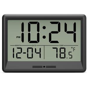 Digital Wall Clock Battery Operated, 8 Inch Small Wall Clock with Large Display, Temperature and Date | Simple Desk Clock | Silent Wall Mount Digital Clock for Bedroom, Kitchen, Living Room, Office