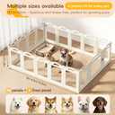 Foldable Clear Acrylic Dog Playpen with Door, 23.6" Acrylic Puppy Playpen, Easy Assemble Indoor Pet Fence with White Frame, Clear Dog Playpen for Puppies & Animal (White, 23.6‘H, 16 Panels + 1 Door)