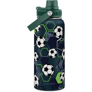 Soccer Water Bottle 32oz Stainless Steel, Travel Tumbler Vacuum Chug Lid Aesthetic Sport for Boys Men Friends Dad Brothers, Gifts for Fathers Day Birthday Christmas