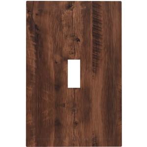 Rustic Brown Wood Grain Vintage Light Switch Cover 1 Gang Single Toggle Wall Plate Decorative Electrical Switchplate Faceplate for Bathroom Kitchen Bedroom Decor 5 * 3 In