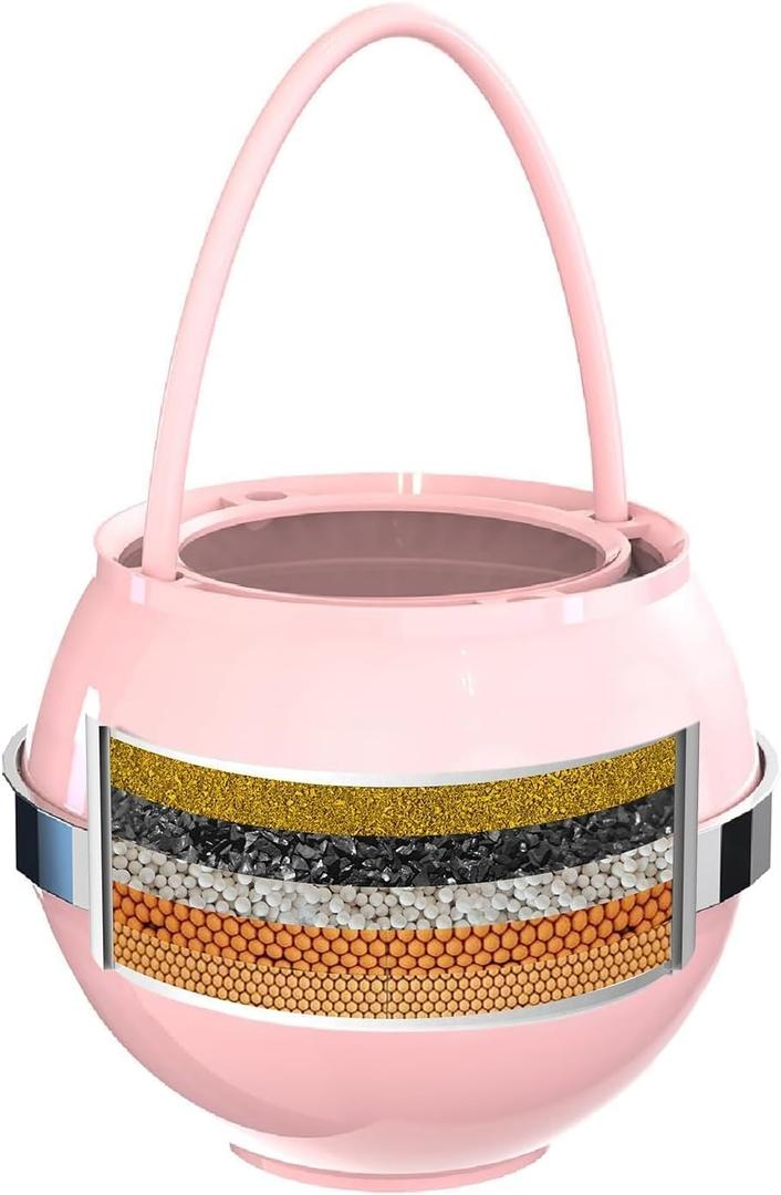 Beati Faucet Bath Filter for Tub - Kinder Water Filter for Bathtub, Hard Water Softener to Remove Lead, Chlorine and Fluoride, Improve Skin, Hair and Nails Condition, Pink