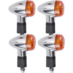 Anxingo 4PCS 12V Motorcycle Turn Signals Amber Chrome Bullet Front Rear Turn Signal Blinker Indicator Light Replacement for Kawasaki Honda Harley Suzuki Yamaha Motorcycle Cruiser Bobber Chopper (1-7/8")