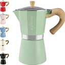 Mongdio Stovetop Espresso Maker Moka Pot, Cuban Coffee Maker Stove top coffee maker Moka Italian Espresso Greca Coffee Maker Brewer Percolator, 9 Espresso Cups, 15 oz - Green