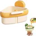 Suction Cup Kitchen Sink Caddy Triangular Sink Drain Basket & Strainer Small Corner Sink Trash Catcher for Vegetables, Fruits, Sponges, Soap Space-Saving Organizer (, Y2ellow)