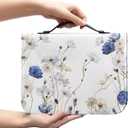 Print Bible Covers, Bible Cover PU Leather Bible Bag and Carrying Case with Handle, Women's Bible Case, Floral, Large
