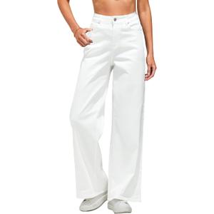 GRAPENT Wide Leg Jeans for Women Trendy High Waisted Stretchy Denim Pants 90s Baggy Jeans Trouser Jeans with Pockets (Medium, Ivory White)