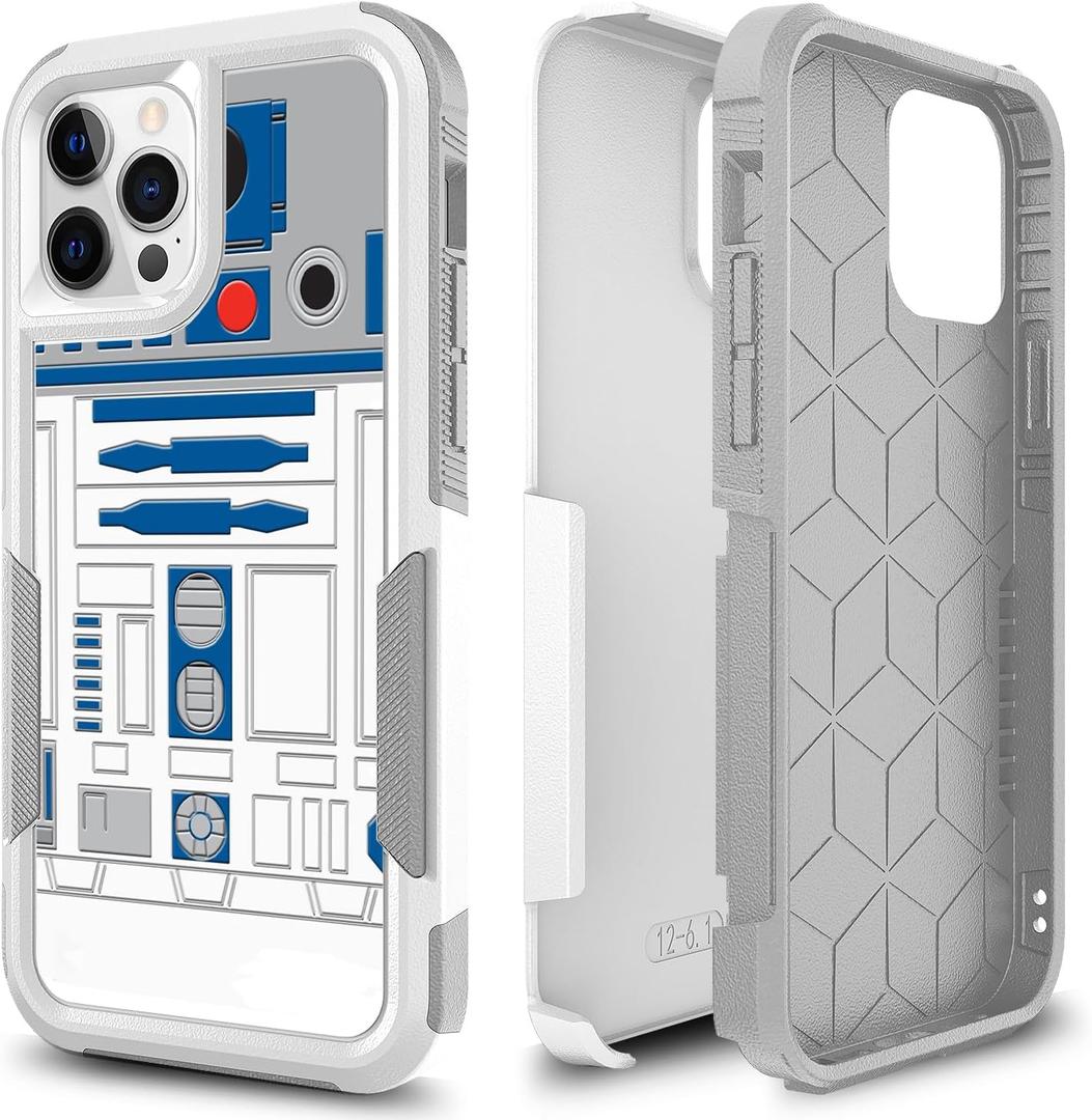 Case for iPhone 12, iPhone 12 Pro Cover, Robot Pattern Shock-Absorption Hard PC and Inner Silicone Hybrid Dual Layer Armor Defender Case for Apple iPhone 12/12 Pro