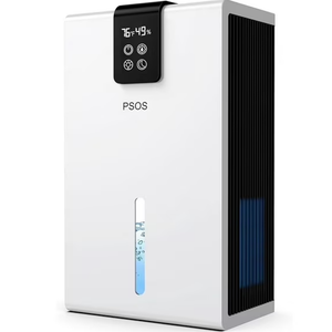 PSOS 98 oz Dehumidifier for Home, Quiet Dehumidifier with Humidity Display, Auto Shut-Off, 7-Color Ambient Light, Covers up to 1000 sq ft, White