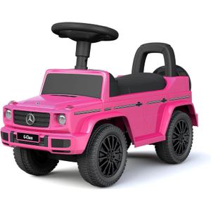 Best Ride On Cars Kids Outdoor Stroller Mercedes G-Wagon Push Car with Working Lights, Horn, and Music for Ages 1 to 3 years, Pink