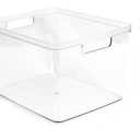 Isaac Jacobs Clear Storage Bins w/Cutout Handles, Plastic Organizer for Home, Office, Kitchen, Fridge/Freezer, Bathroom, BPA Free, Food Safe