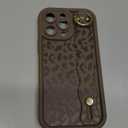 OOK Compatible with iPhone 14 Pro Max Case with Wrist Stand for Women Girls, Brown Leopard Cheetah TPU Shockproof Protection Silm Silicone Kickstand Upgraded Cover, for 6.7inch
