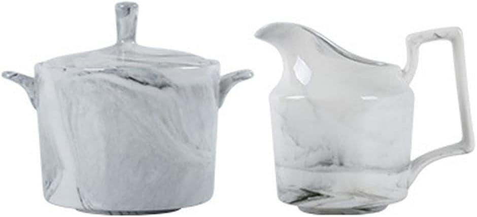 Marbling Ceramic Milk Jug Sugar Bowl, Coffee Serving Set, Creamer Pitcher and Sugar Bowl Set