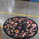 Butterfly Circle Rug 4ft - Washable Round Area Rug Soft Large Circle Carpet for Bedroom Living Room Kitchen Nursery, Blue (Multi 1006)