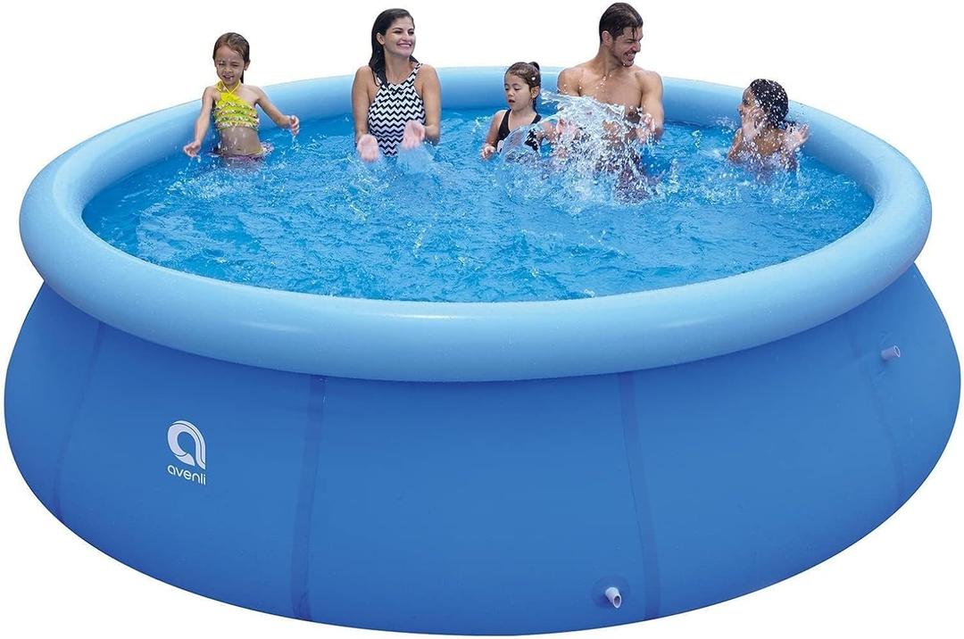 12ft x 36in Inflatable Swimming Pool, Outdoor Above Ground Blow Up Pool, Top Ring Easy Set Pool