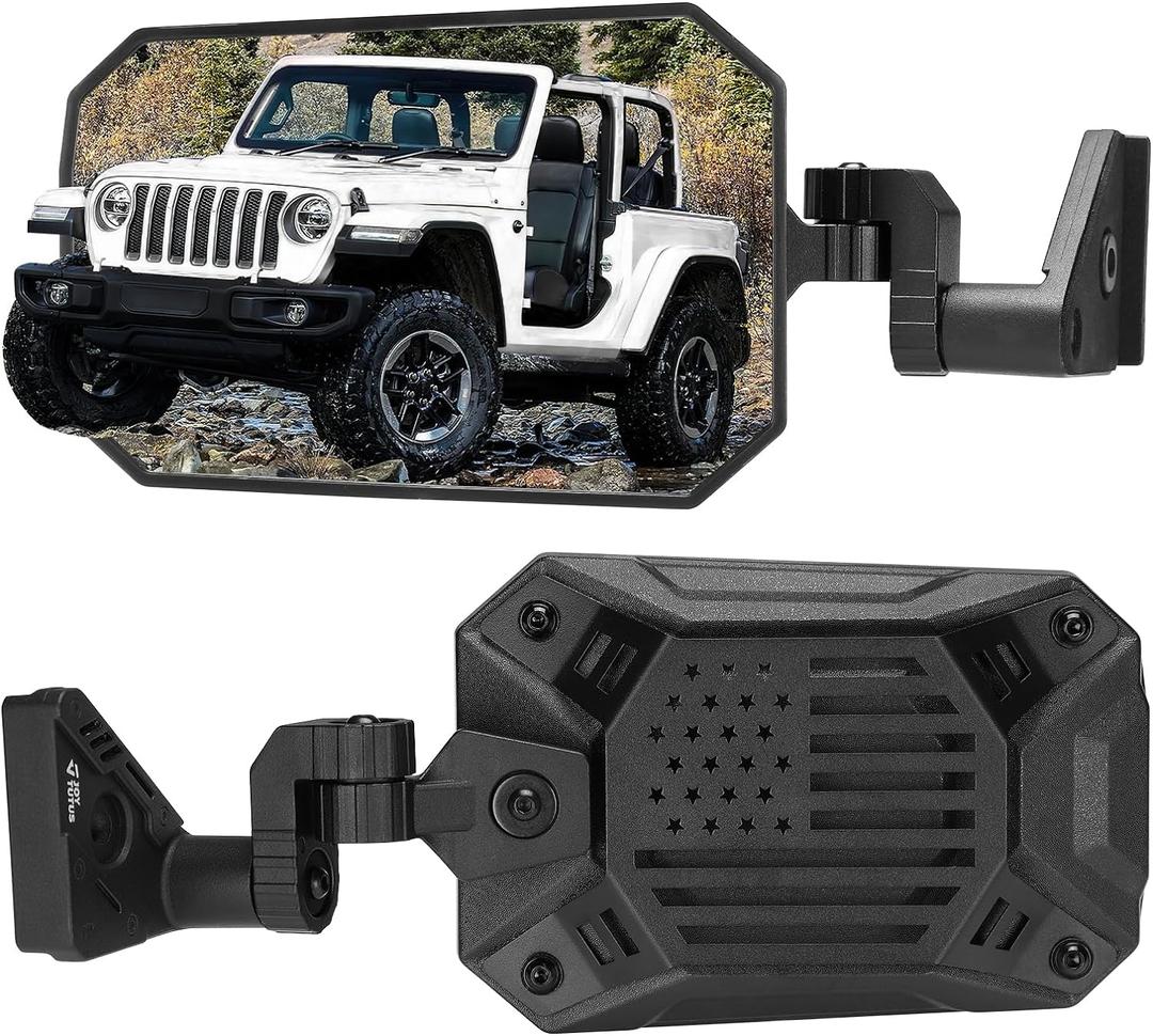 JOYTUTUS Mirrors Doors Off Compatible with Wrangler JL Gladiator JT 2018-2025, Wrangler JL Side Mirrors with Doors Off Wider View No Vibrate & Wobble (Patented), Not Fit Doors On