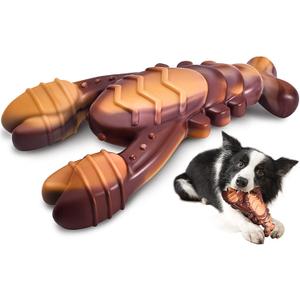 NEZIN Dog Chew Toys, Indestructible Dog Toys for Aggressive Chewers, Tough Dog Toys, Durable Dog Chew Toys for Large Medium Breed, Interactive Dog Toys with Real Beef Flavor (Lobster)