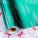 MAYPLUSS Green Christmas Wrapping Paper - 17 Inch X 33 Feet - Reversible Cute Bow Candy Cane Christmas Gift Wrapping Paper, Metallic Foil Thick Gift Wrap Paper for Holiday Party New Year Kids