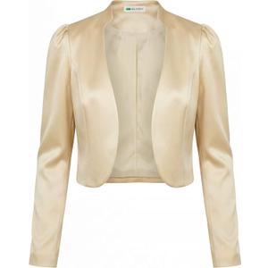 BOLEROSE Formal Long Sleeve Satin Bolero Shrug Occasion Jacket (X-Small, Champagne)