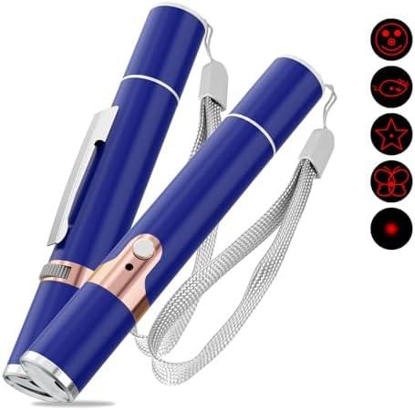 TBTeek Cat Toys for Indoor Cats, 2 Pieces, Rechargeable, 7 Adjustable Patterns, Interactive Kitten Pet Dog Red Dot Chase Light Toy for Cats Fun Playing Exercise（Blue）