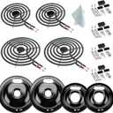 W10290350 W10290353 Porcelain Burner Drip Pans & MP22YA Electric Range Burner Element Unit Set & 330031 Range Burner Receptacle Kit by Cenipar-Compatible with Whirlpool Frigidaire Range Oven/Stove