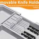 Silverware Drawer Organizer for Kitchen, Adjustable Utensil Drawer Organizer with 2 Knife Block, BPA Free Flatware and Cutlery Holder, Expandable Plastic Storage for Spoons Forks Knives(Grey)