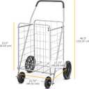 Whitmor Deluxe Utility Foldable Shopping Cart with Wheels, 100 Lb Capacity, Heavy Duty Grocery Cart with Steel Frame, Foam Handle, Rolling Folding Utility Trolley for Grocery, Laundry, Travel, Gray