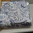 Autumn Dream Cotton Bedspread Quilt Sets, 3 Pieces Reversible Comforter Coverlet Sets, Blue Floral Paisley, Queen Size