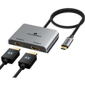 USB C to Dual HDMI Adapter (4K@60Hz) Type C (Source) to HDMI(Display) Splitter and USB C Converter Supports Extended Display of Dual Monitors, for MacBook, LenovoYoga, Thinkpad, Dell XPS,etc