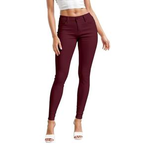 Hybrid & Company Womens Hyper Ultra Stretch Comfy Skinny Leg Work Casual Pants P44876SK Burgundy, S