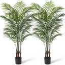 Artificial Areca Palm Tree 5FT - Fake Plants Indoor Faux Tropical Palm Potted Dypsis Lutescens for Home Office Decor Housewarming, 2 pack