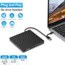BENEWY External CD DVD Drive for Laptop, USB 3.0 USB C CD Burner DVD/CD ROM Drive Reader External DVD Drive DVD Player for Laptop Desktop PC Windows 11/10/8.1/7 MacBook Mac Linux OS Apple Black