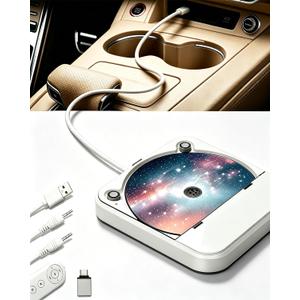 Portable External CD Player for Car & Home, USB/Type-C/AUX CD Drive with Anti Skip Protection & Remote Control, Plug & Play, Compatible with Car Stereo, TV, Laptop, PC, Android 4.4+ (White)