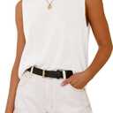 BTFBM Sleeveless Sweater Tops for Women 2026 Crew Neck Lightweight Casual Loose Tank Summer Outfits Fashion Clothing (White, M)