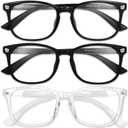 Gaoye Stylish Blue Light Glasses for Woman - Computer Glasses 99% Blue Light Blocking - Lightweight TR90 Frames - 3 pack (A3-light Black+matte Black+transparent)